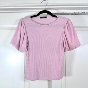 Blush Pink Bubble Short Sleeve Ribbed Shirt - L